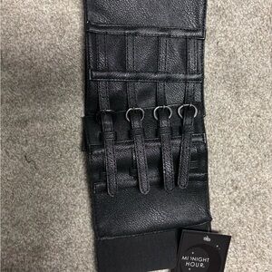 Black Faux Leather Womens Corset Belt